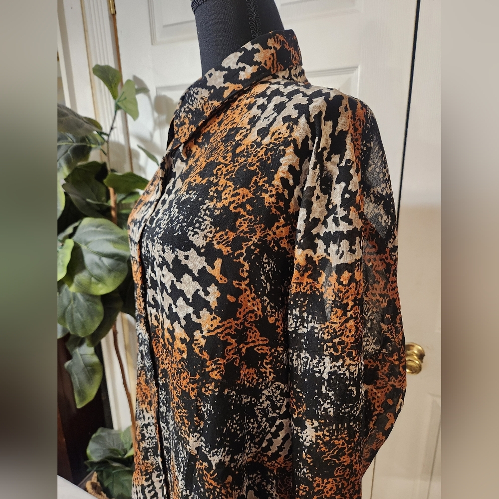 Vintage Erika Brooke Collection Women's Abstract High-Low Leopard Top | SIZE 6X - Picture 3 of 11